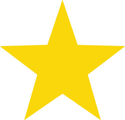 Fototapeta premium Bright yellow five pointed star vector icon isolated on white background simple flat design symbol for rating award decoration graphic