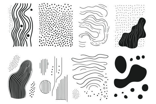 Abstract Organic Shapes and Line Art Patterns Collection.