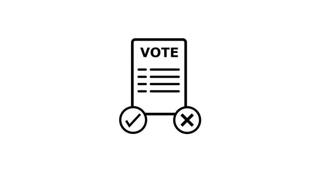 Animated of voting icon on white background. Vote for yes or no, Accept sign with Cross icon.