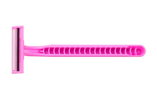Pink Plastic Shaving Razor for Body Hair Removal Isolated Object