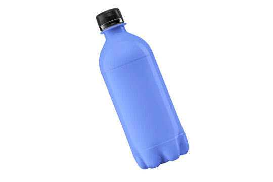Blue Plastic Bottle for Water or Energy Drink Isolated on White