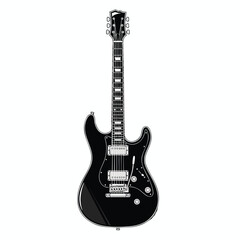 Naklejka premium Stylish black electric guitar isolated on white background.