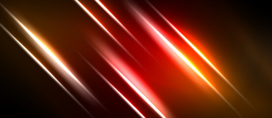 Abstract design features bright diagonal lines, warm colors, dark background. Striking contrast creates dynamic visual effect. © antishock