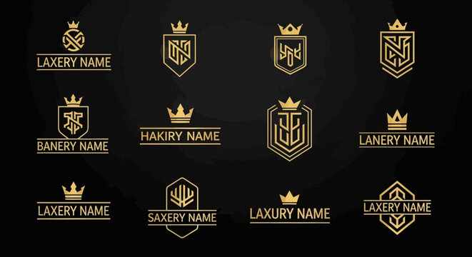 Golden Luxury Logos With Crowns.