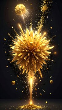 A vibrant gold explosion on a dark background