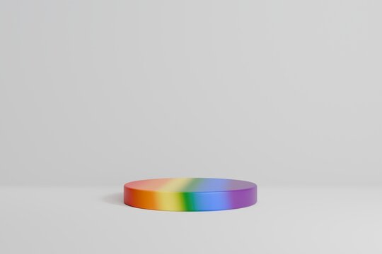 Rainbow podium minimal 3D scene with copy space, pride concept background
