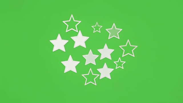 White star shapes on vibrant green background in abstract design