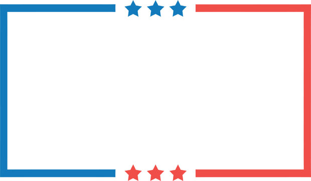 American flag design frame with stars and blue red border lines