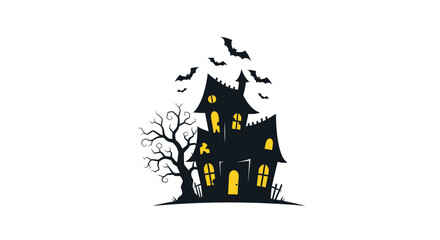 Spooky haunted house at night. © mursidi