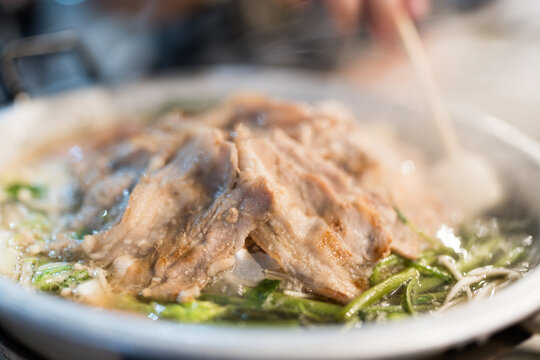 Moo Ka Ta griiled pork Thai style, a popular food among Thai people on holidays