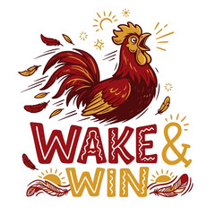 Rooster illustration with feathers flying. © Logo