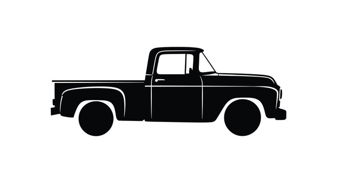 Vintage pickup truck silhouette against a white background high quality professional detailed