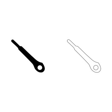 Minimalist vector graphic illustration of a mechanical cotter pin showing both a solid black silhouette version and a clean thin outline version for engineering design projects.