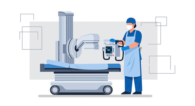 Medical Professional Operating Advanced X-ray Machine in Modern Healthcare Setting