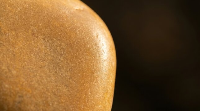 Macro Extreme Close-Up of a Smooth Yellow River Stone with Soft Warm Lighting for Zen, Wellness, and Natural Texture Design Concepts