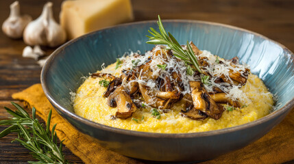 porcini mushroom polenta with grated cheese, rosemary  © csp_17