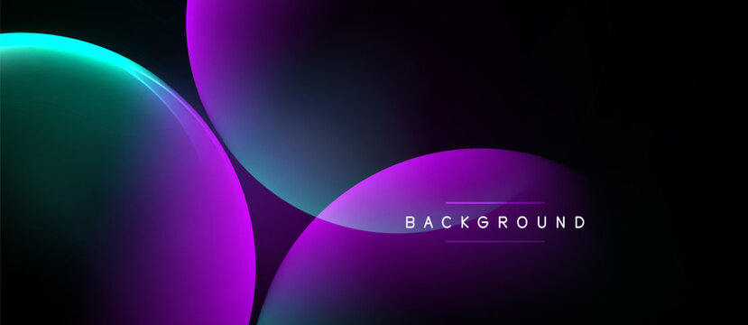 Abstract gradients overlap, creating vibrant visual effect. Dark background emphasizes colorful shapes, modern design element.