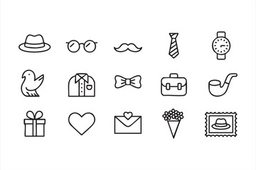 Fototapeta premium Father’s Day fashion and gift icons for cards, social media and web interface design