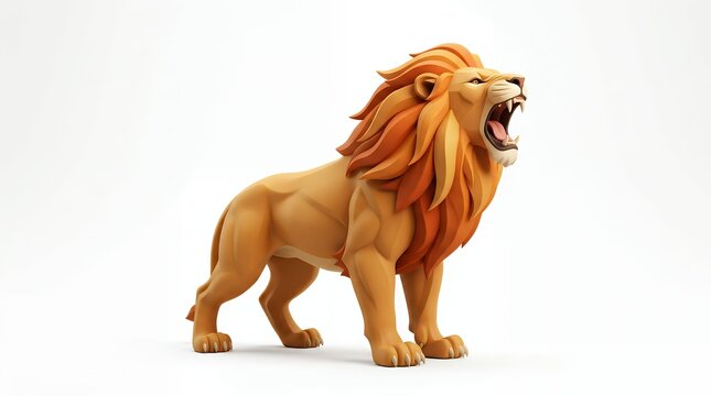 Roaring Lion 3D Model on White Background