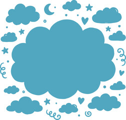 Obraz premium Cute handdrawn cloud frame with stars hearts and moon illustration design