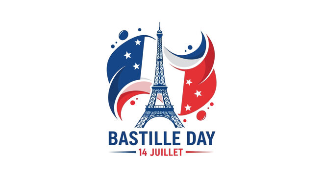Bastille Day Eiffel Tower France Flag Celebration Vector Art