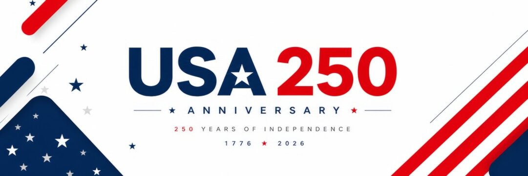 Celebrating 250 years of american independence usa anniversary 2026 event patriotic banner in the united states