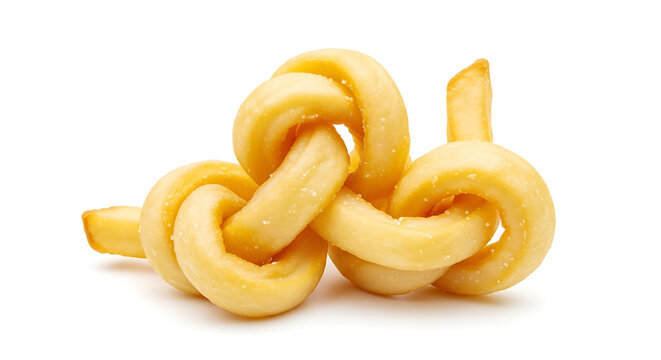 Golden Twisted Bread Sticks Isolated On Clean White Background