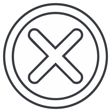Circle outline with an X mark inside of it. Symbol of prohibition or cancelation.