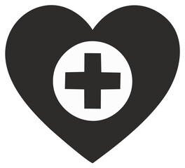 Obraz premium Heart Shape Symbol with Medical Cross Sign Representing Healthcare and Wellness