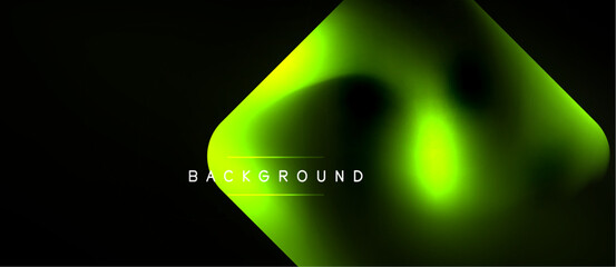 Dark backdrop features vibrant green gradients, soft shapes. Text BACKGROUND present, minimalist design, modern aesthetic. © antishock