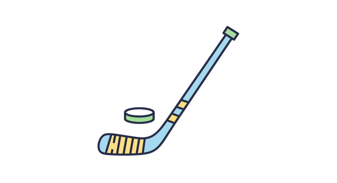 Hockey stick and puck equipment.