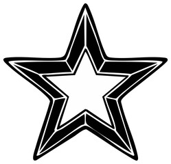 Obraz premium Simple Five Pointed Star with Black Outline and Open Center Geometric Shape
