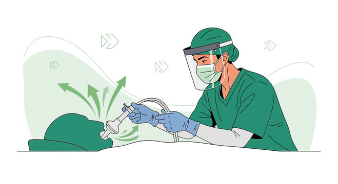 Doctor Performing Intubation on Patient in Protective Gear