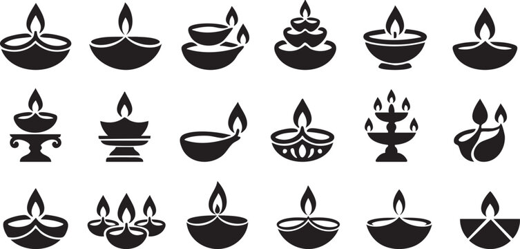 Diwali lamp Black vector style