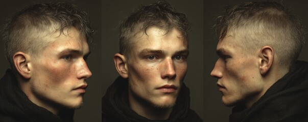 Fototapeta premium diverse age portrait of a young adult man with professional appearance, clean haircut, natural expression, cinematic lighting, ultra-realistic detail, super detail, collection 