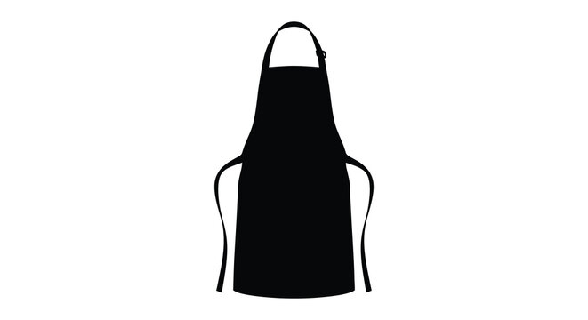 Black kitchen apron silhouette on a white background silhouette high quality professional