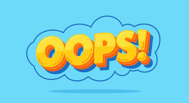 Oops! Text Bubble Illustration - Error, Mistake, Surprise, Cartoon Style