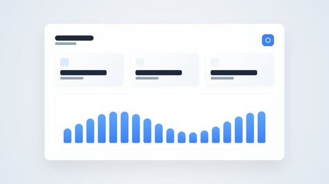 4K Animated Minimalist Financial Dashboard UI, Smooth Flat Design App Interface, Data Analytics Concept