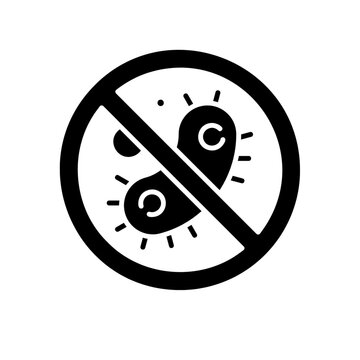 Prohibition sign for location tracking and geotagging on a white background
