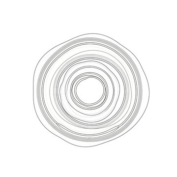 Minimalist wood grain texture vector, organic tree ring cross section, circular concentric line art illustration for nature branding