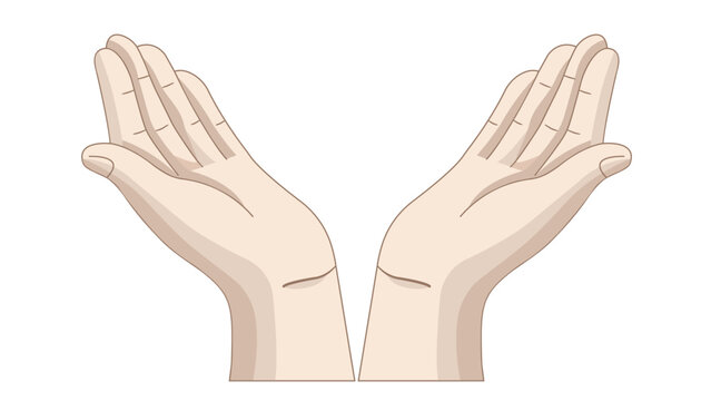 Vector illustration of two human hands held open in a cupped, receiving, or praying gesture. Isolated on transparent background, symbolising support, care, hope, and spiritual connection