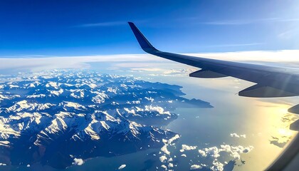 Fototapeta premium Aerial view of mountainous coastline with clouds