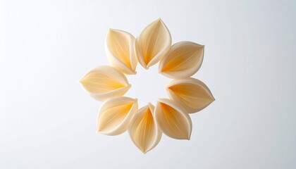 Obraz premium Delicate arrangement of eight cream-colored petal shapes in a circle