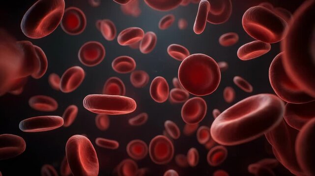 Firefly animation showcasing vibrant red blood cells flowing through the human bloodstream in stunning detail