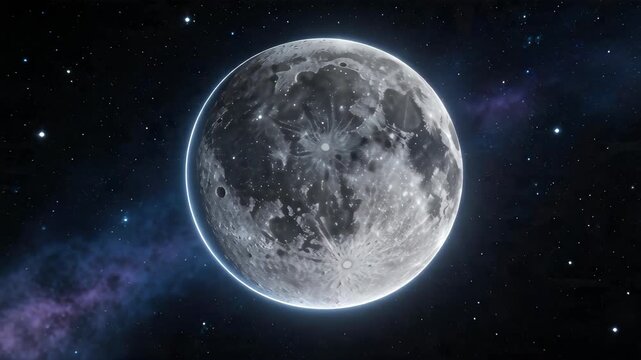 High-resolution detailed image of the full moon in outer space