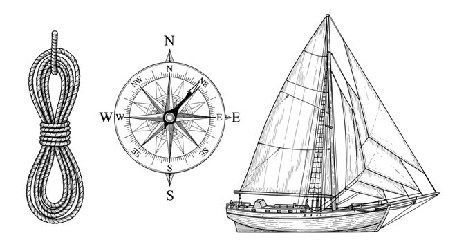 Sailboat in focus isolated as main subject.