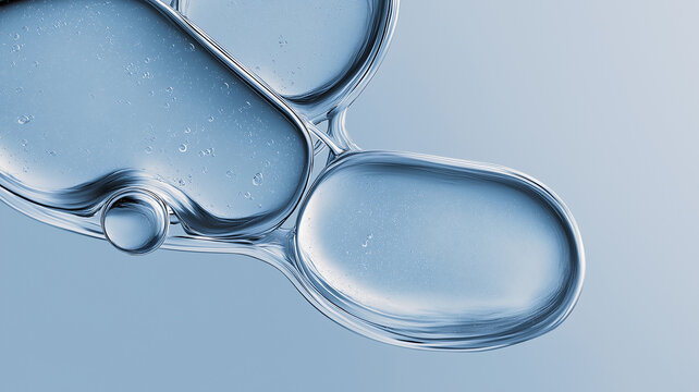 Premium translucent liquid serum bubbles connected texture macro blue cosmetic skincare beauty abstract background concept