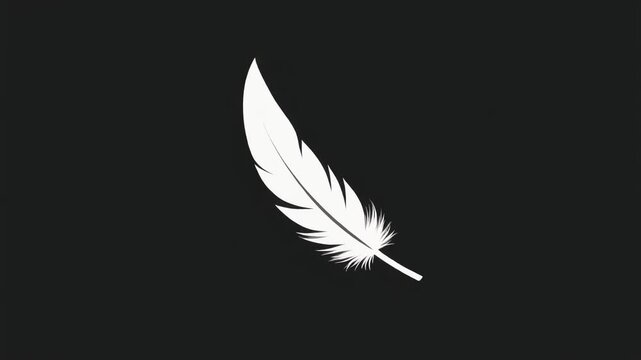 White feather falling slowly, black background aesthetic video

