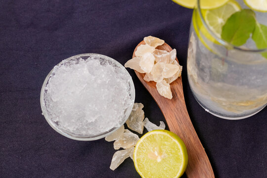 Gond katira drink with mint, and lemon juice is a cooling, hydrating beverage, combining herbal flavors, citrus tang, and natural energy-boosting properties, perfect for summer drink.