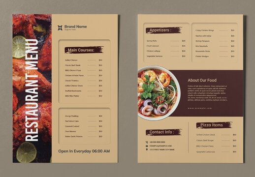 Restaurant Menu Template Layout